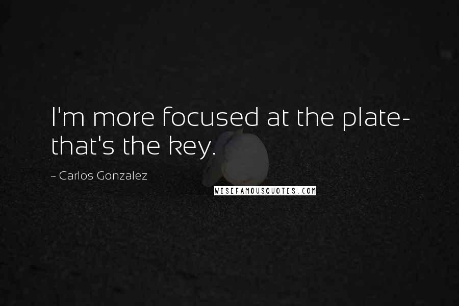 Carlos Gonzalez Quotes: I'm more focused at the plate- that's the key.