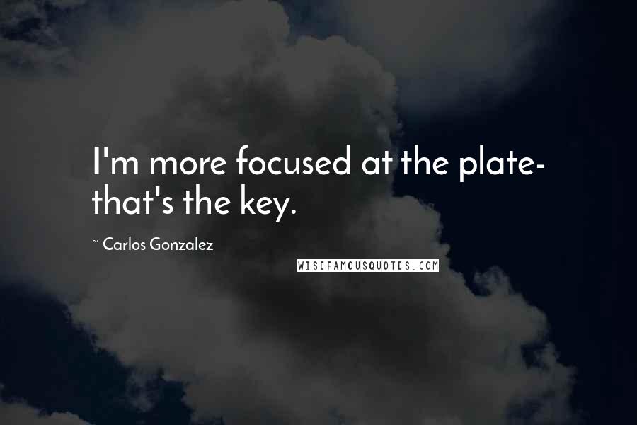 Carlos Gonzalez Quotes: I'm more focused at the plate- that's the key.