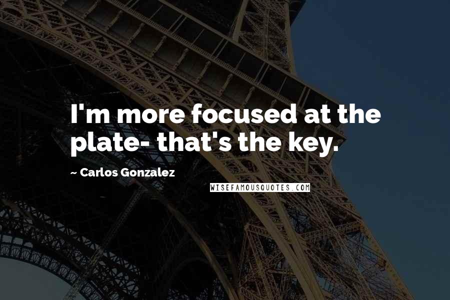 Carlos Gonzalez Quotes: I'm more focused at the plate- that's the key.