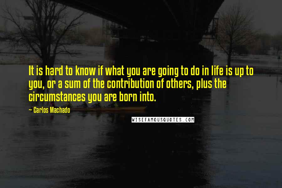 Carlos Machado Quotes: It is hard to know if what you are going to do in life is up to you, or a sum of the contribution of others, plus the circumstances you are born into.
