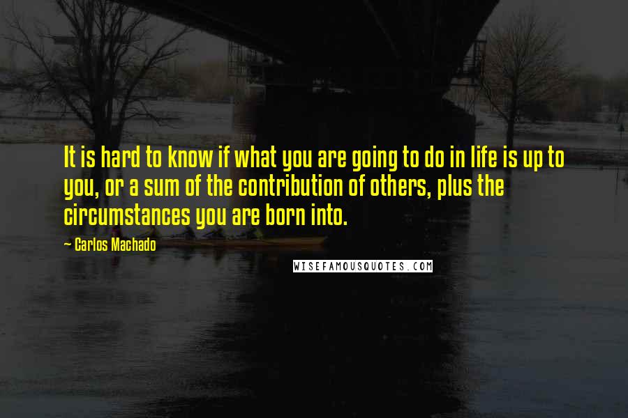 Carlos Machado Quotes: It is hard to know if what you are going to do in life is up to you, or a sum of the contribution of others, plus the circumstances you are born into.