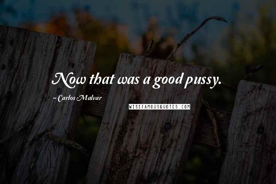 Carlos Malvar Quotes: Now that was a good pussy.