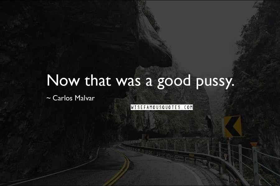 Carlos Malvar Quotes: Now that was a good pussy.