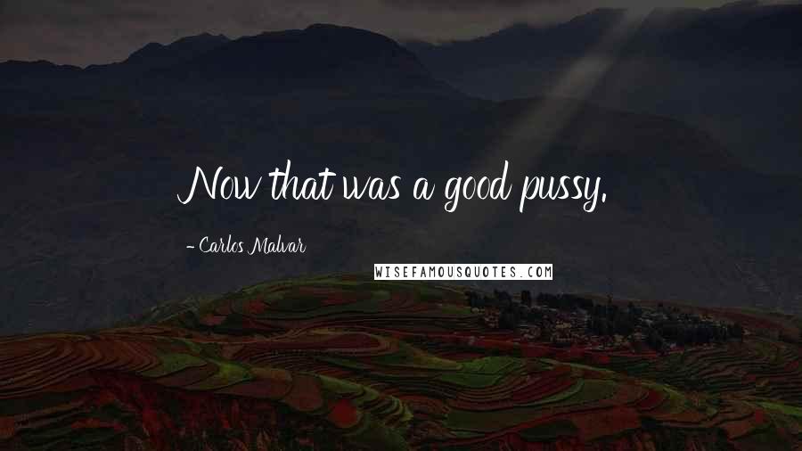 Carlos Malvar Quotes: Now that was a good pussy.