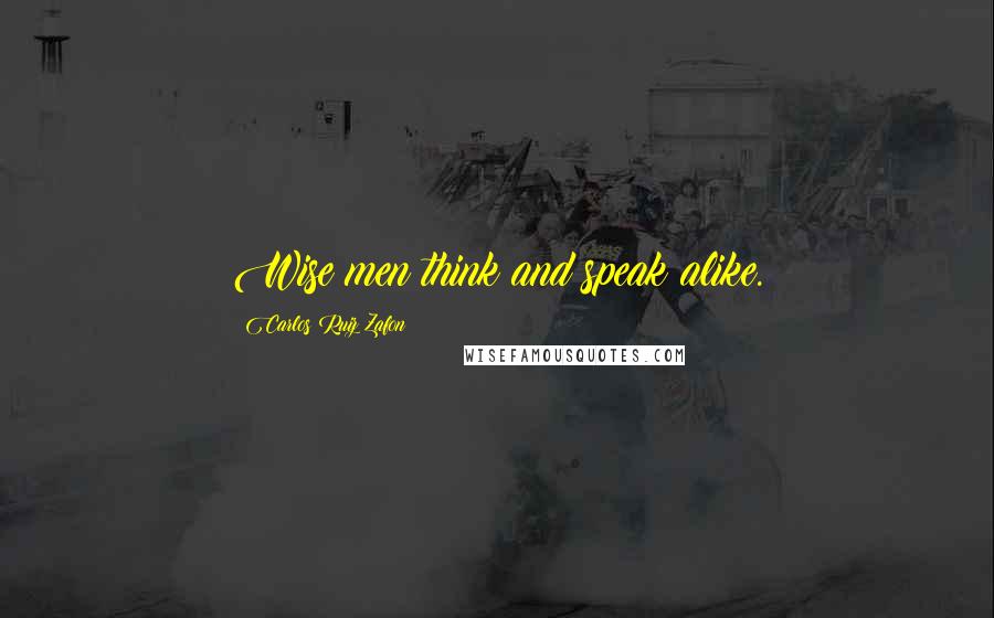 Carlos Ruiz Zafon Quotes: Wise men think and speak alike.