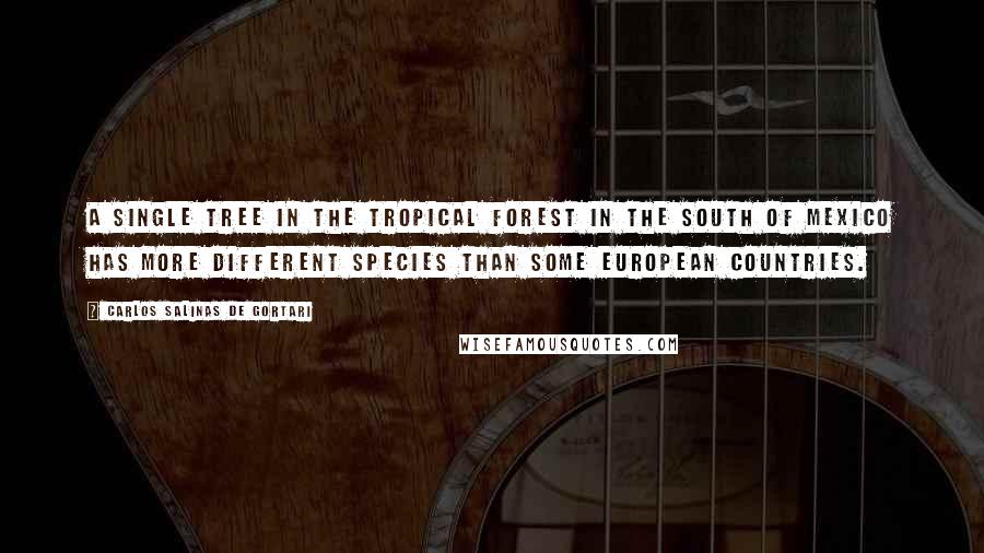 Carlos Salinas De Gortari Quotes: A single tree in the tropical forest in the south of Mexico has more different species than some European countries.