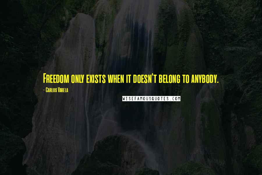 Carlos Varela Quotes: Freedom only exists when it doesn't belong to anybody.