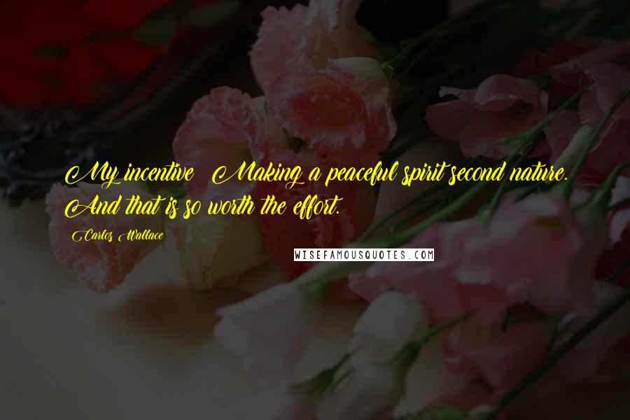 Carlos Wallace Quotes: My incentive? Making a peaceful spirit second nature. And that is so worth the effort.