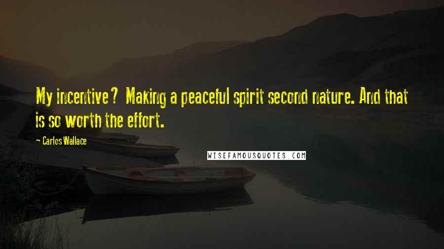 Carlos Wallace Quotes: My incentive? Making a peaceful spirit second nature. And that is so worth the effort.