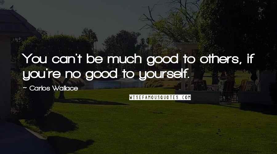 Carlos Wallace Quotes: You can't be much good to others, if you're no good to yourself.