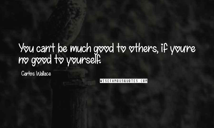 Carlos Wallace Quotes: You can't be much good to others, if you're no good to yourself.