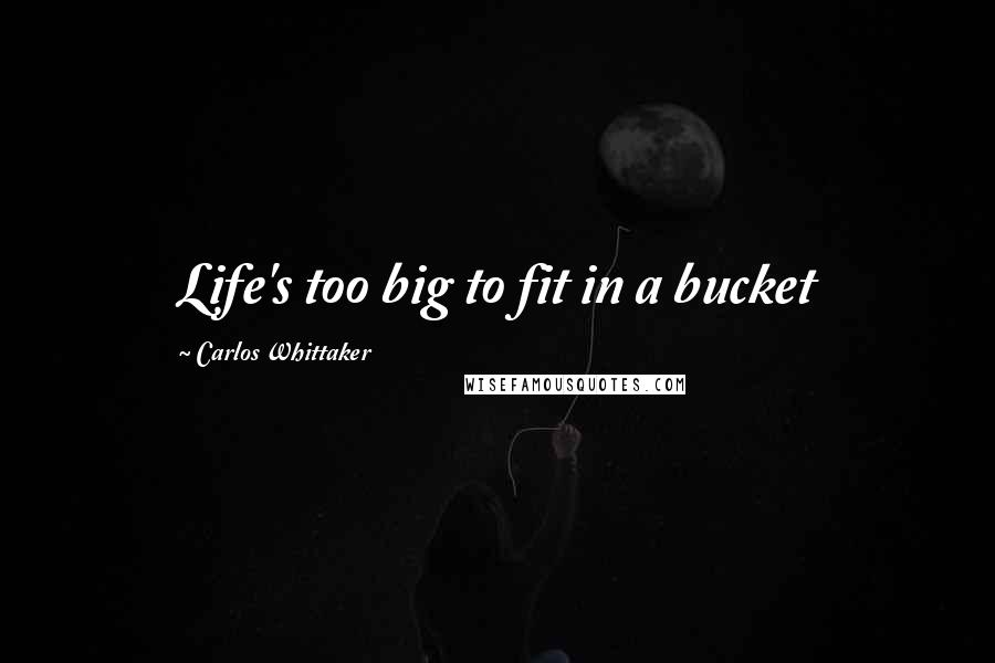 Carlos Whittaker Quotes: Life's too big to fit in a bucket