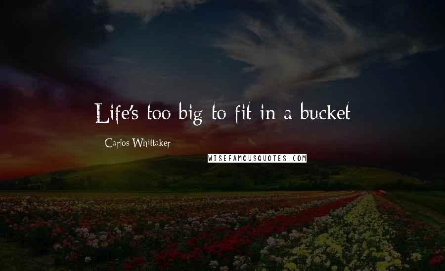 Carlos Whittaker Quotes: Life's too big to fit in a bucket