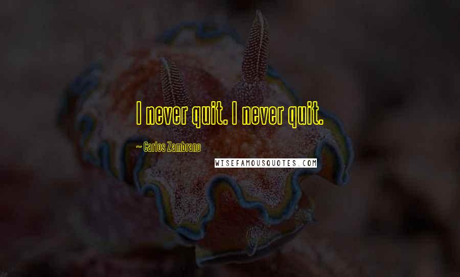 Carlos Zambrano Quotes: I never quit. I never quit.