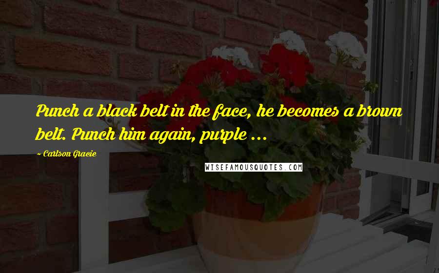 Carlson Gracie Quotes: Punch a black belt in the face, he becomes a brown belt. Punch him again, purple ...