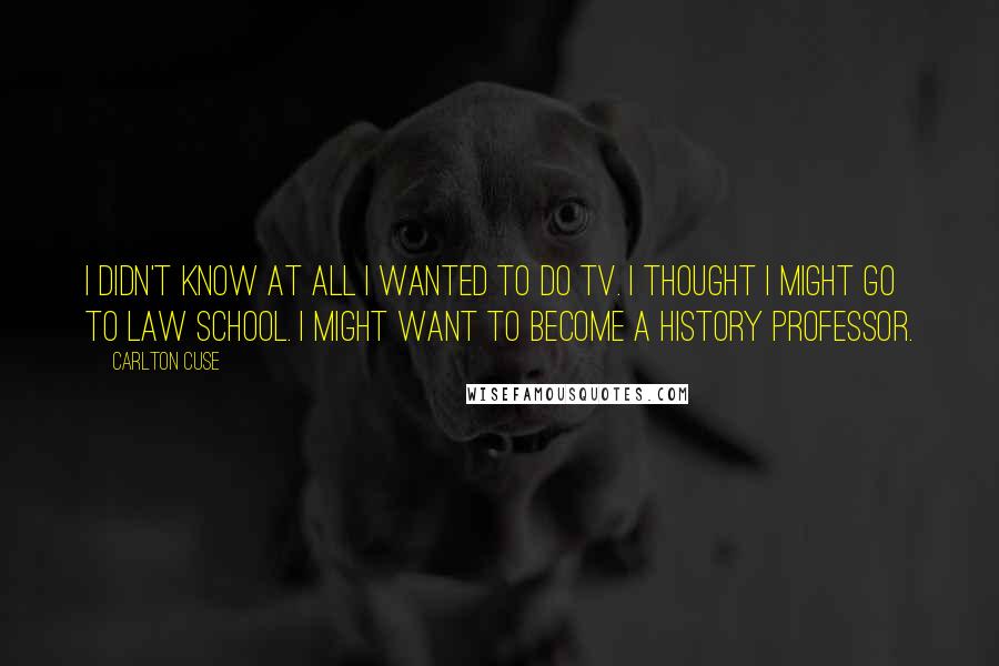 Carlton Cuse Quotes: I didn't know at all I wanted to do TV. I thought I might go to law school. I might want to become a history professor.