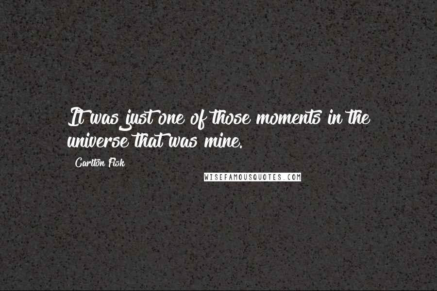 Carlton Fisk Quotes: It was just one of those moments in the universe that was mine.