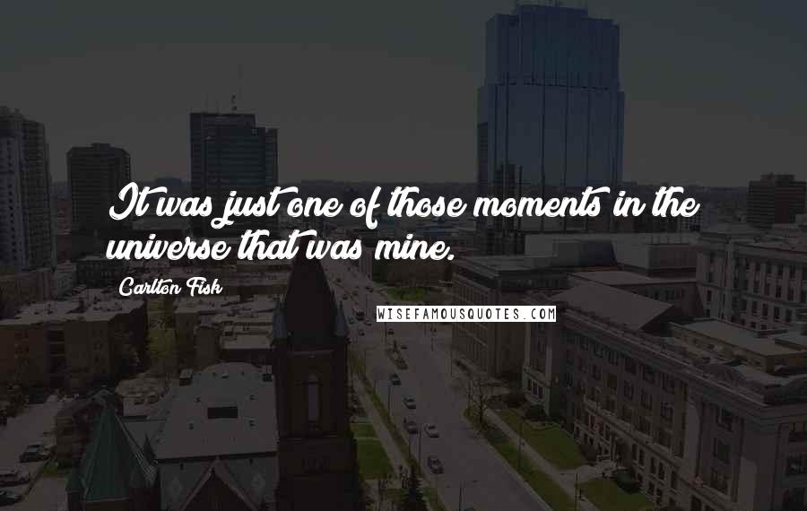Carlton Fisk Quotes: It was just one of those moments in the universe that was mine.