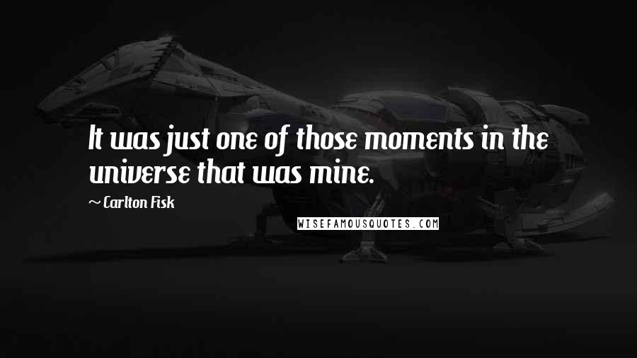 Carlton Fisk Quotes: It was just one of those moments in the universe that was mine.