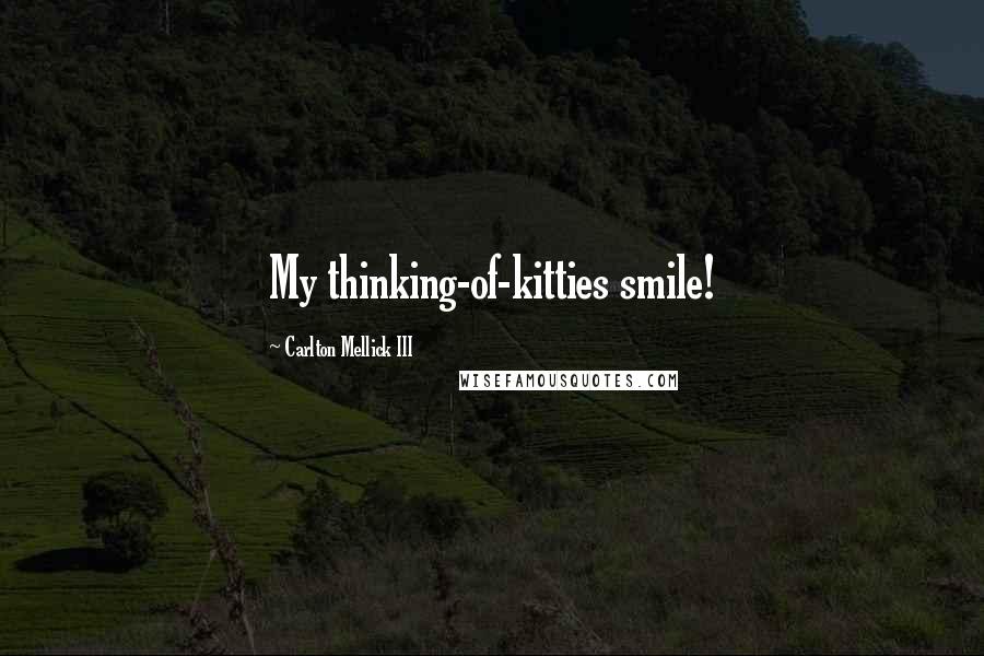 Carlton Mellick III Quotes: My thinking-of-kitties smile!