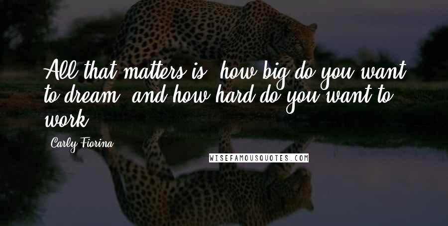 Carly Fiorina Quotes: All that matters is, how big do you want to dream, and how hard do you want to work?