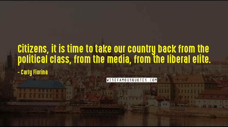 Carly Fiorina Quotes: Citizens, it is time to take our country back from the political class, from the media, from the liberal elite.