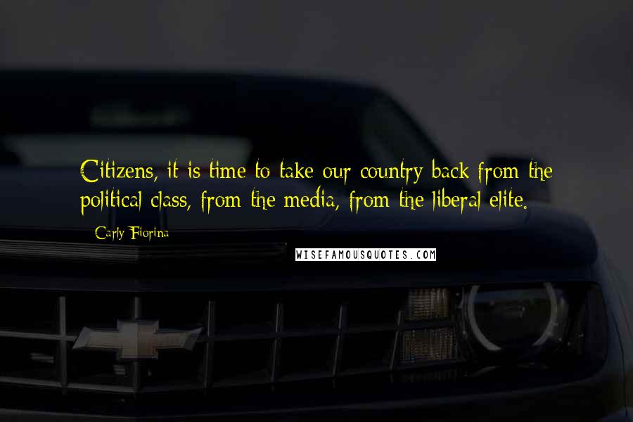 Carly Fiorina Quotes: Citizens, it is time to take our country back from the political class, from the media, from the liberal elite.