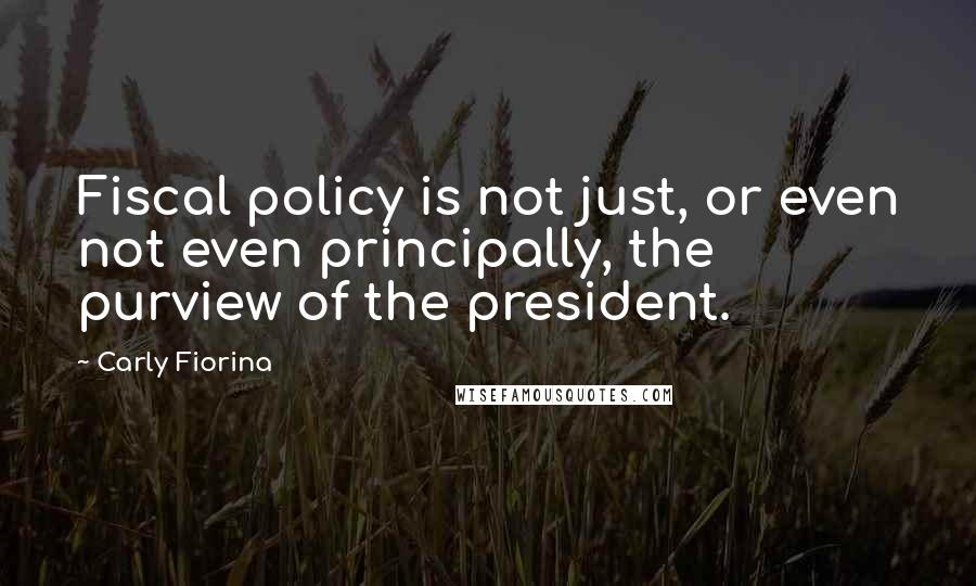 Carly Fiorina Quotes: Fiscal policy is not just, or even not even principally, the purview of the president.