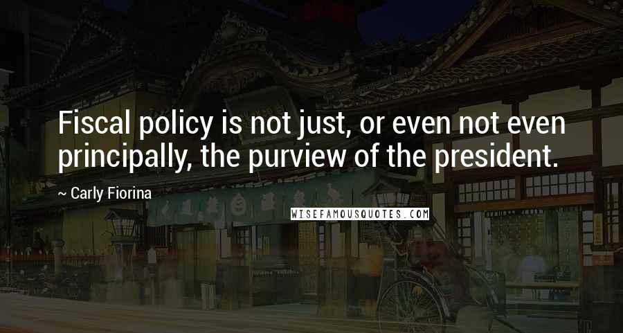 Carly Fiorina Quotes: Fiscal policy is not just, or even not even principally, the purview of the president.