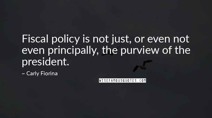 Carly Fiorina Quotes: Fiscal policy is not just, or even not even principally, the purview of the president.