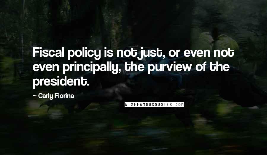 Carly Fiorina Quotes: Fiscal policy is not just, or even not even principally, the purview of the president.