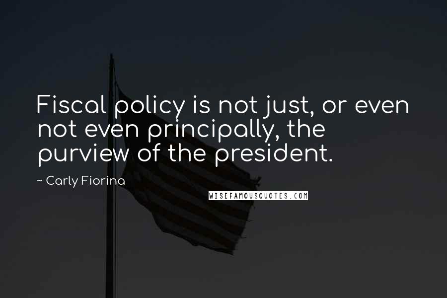 Carly Fiorina Quotes: Fiscal policy is not just, or even not even principally, the purview of the president.