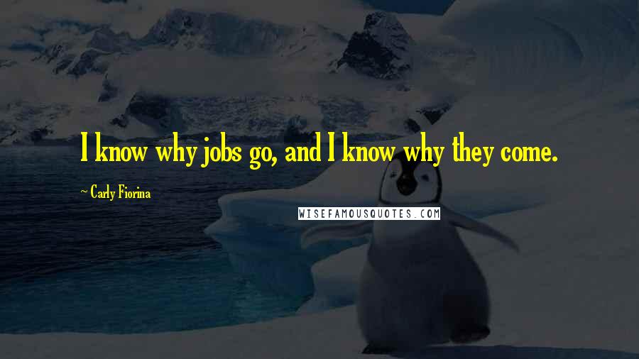 Carly Fiorina Quotes: I know why jobs go, and I know why they come.