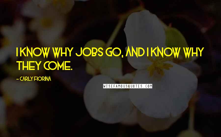 Carly Fiorina Quotes: I know why jobs go, and I know why they come.