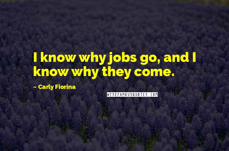 Carly Fiorina Quotes: I know why jobs go, and I know why they come.