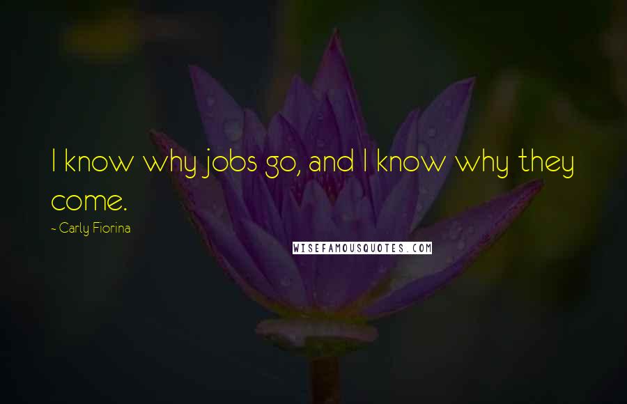 Carly Fiorina Quotes: I know why jobs go, and I know why they come.