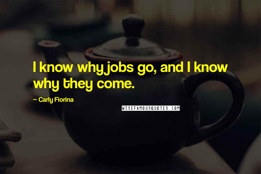 Carly Fiorina Quotes: I know why jobs go, and I know why they come.