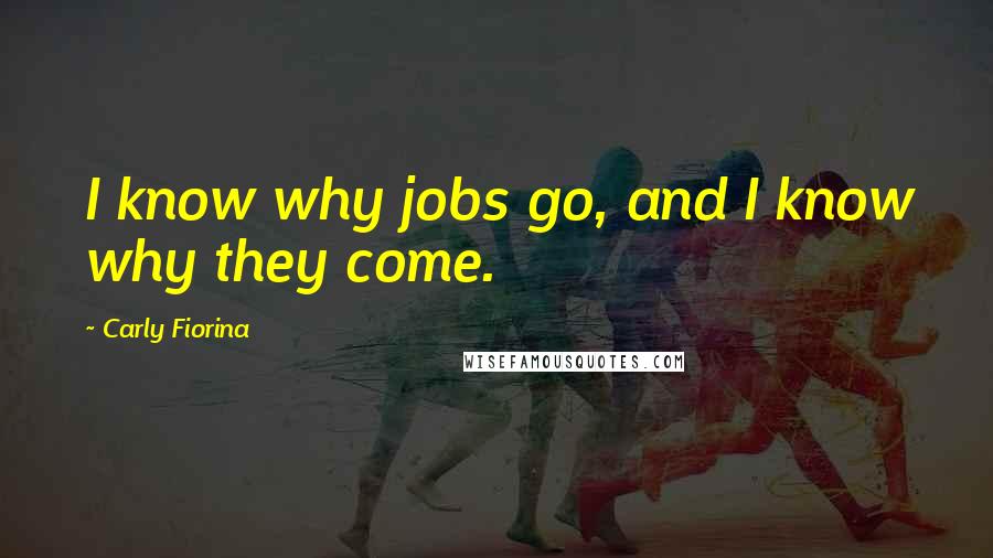 Carly Fiorina Quotes: I know why jobs go, and I know why they come.