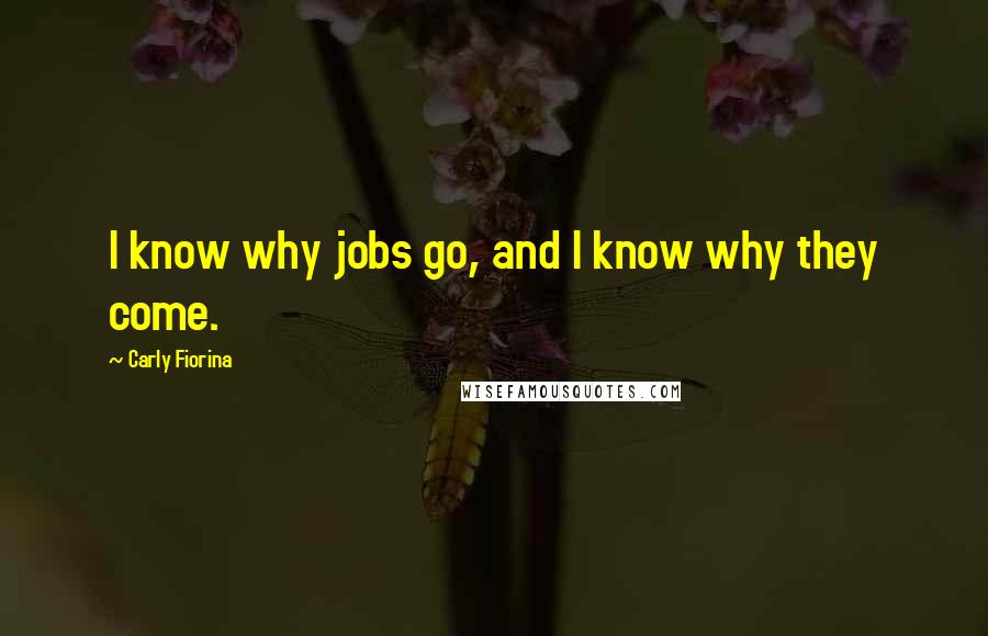 Carly Fiorina Quotes: I know why jobs go, and I know why they come.