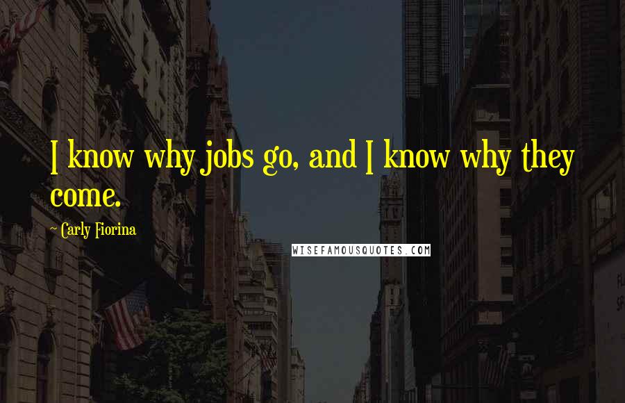 Carly Fiorina Quotes: I know why jobs go, and I know why they come.