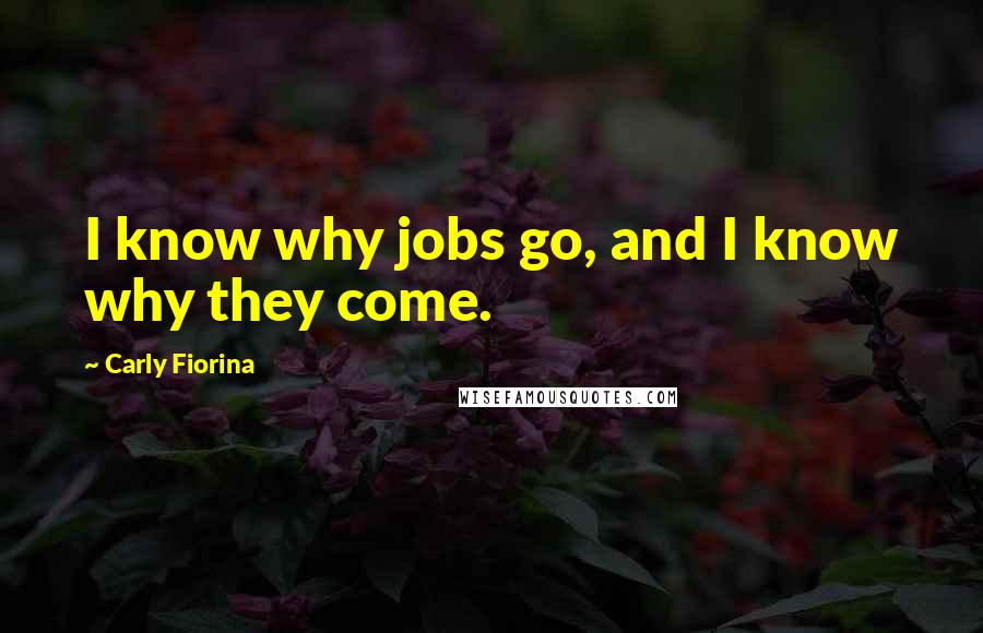 Carly Fiorina Quotes: I know why jobs go, and I know why they come.