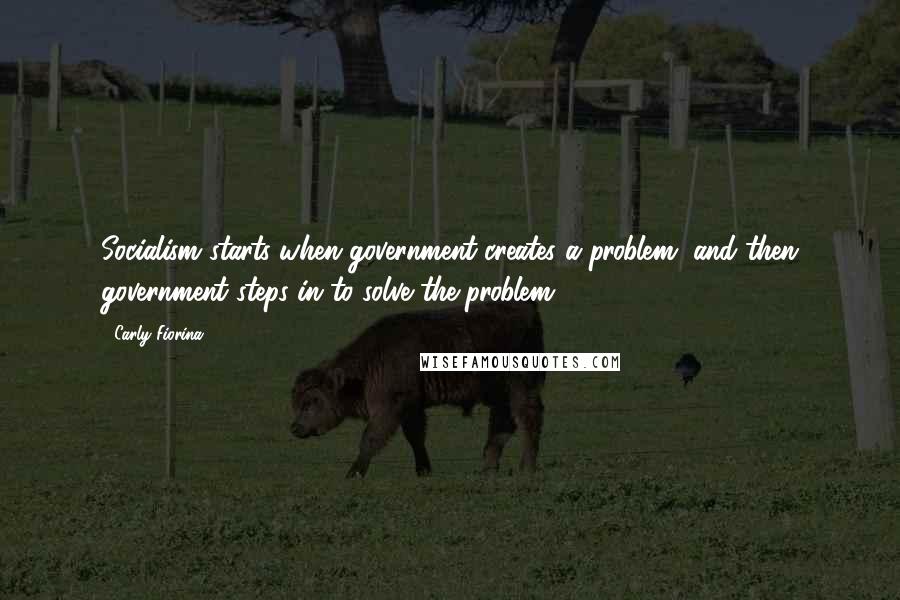 Carly Fiorina Quotes: Socialism starts when government creates a problem, and then government steps in to solve the problem.