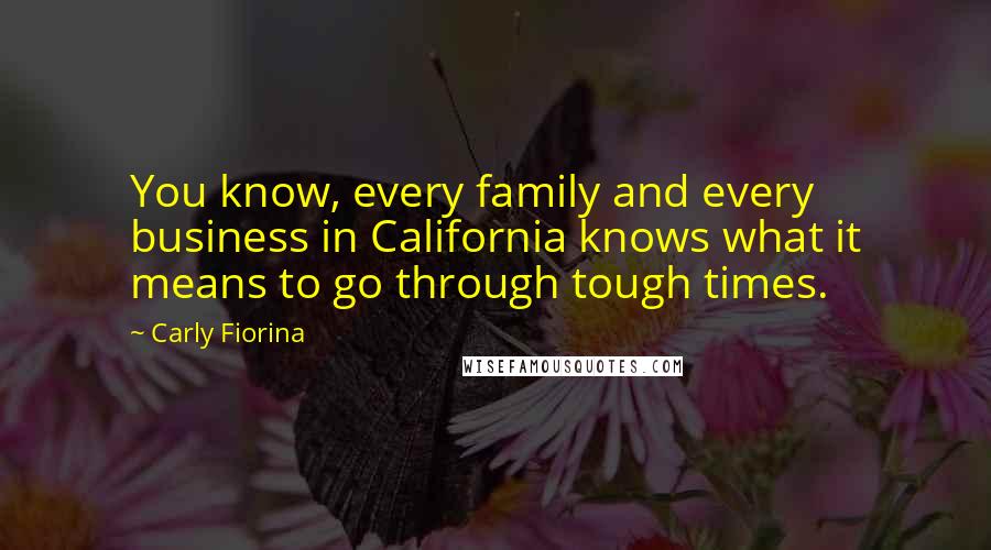 Carly Fiorina Quotes: You know, every family and every business in California knows what it means to go through tough times.