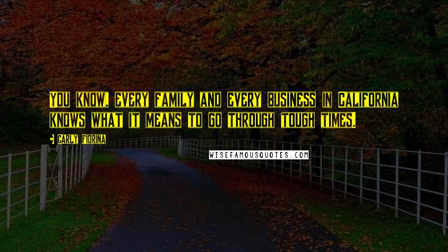 Carly Fiorina Quotes: You know, every family and every business in California knows what it means to go through tough times.