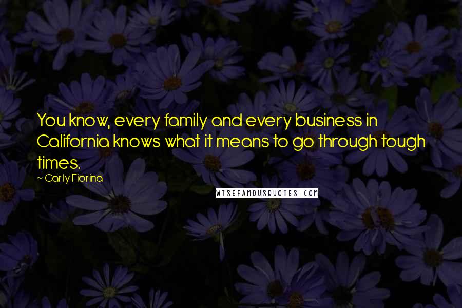 Carly Fiorina Quotes: You know, every family and every business in California knows what it means to go through tough times.