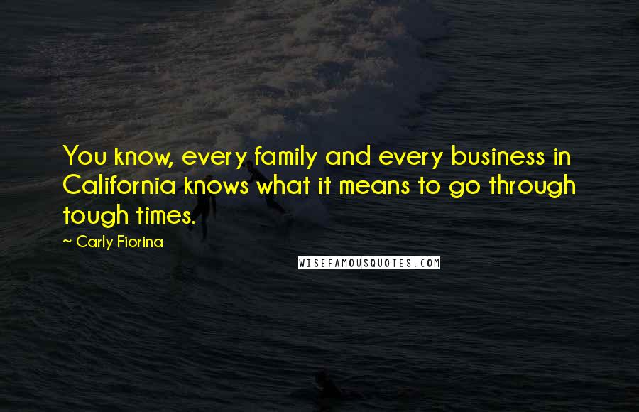 Carly Fiorina Quotes: You know, every family and every business in California knows what it means to go through tough times.