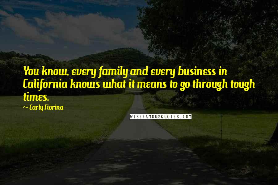 Carly Fiorina Quotes: You know, every family and every business in California knows what it means to go through tough times.