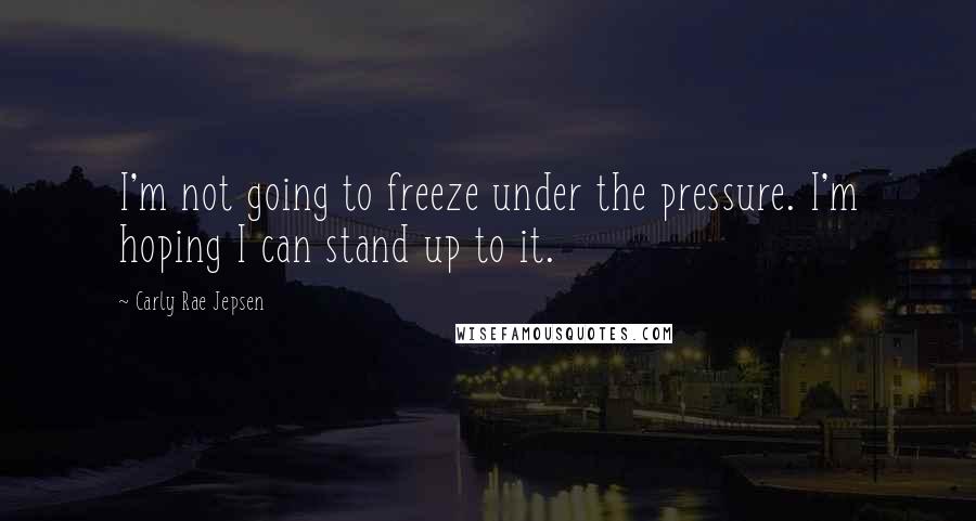 Carly Rae Jepsen Quotes: I'm not going to freeze under the pressure. I'm hoping I can stand up to it.