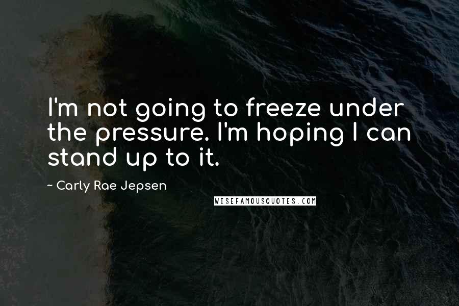 Carly Rae Jepsen Quotes: I'm not going to freeze under the pressure. I'm hoping I can stand up to it.