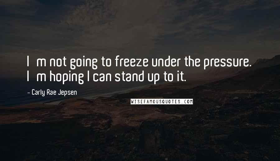 Carly Rae Jepsen Quotes: I'm not going to freeze under the pressure. I'm hoping I can stand up to it.